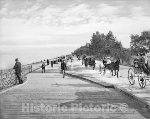 Historic Black & White Photo - Chicago, Illinois - Traffic on Lake Shore Drive, c1905 -