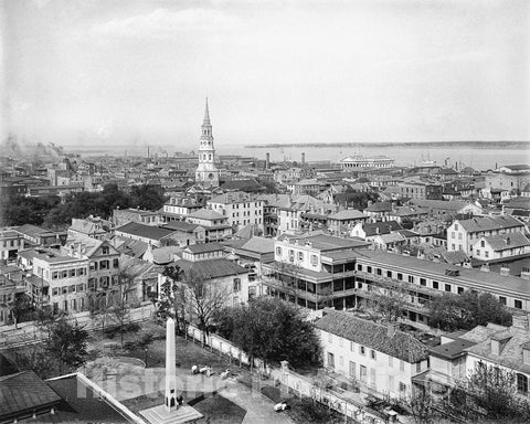 Charleston Historic Black & White Photo, View from St. Michael's Church, c1902 -