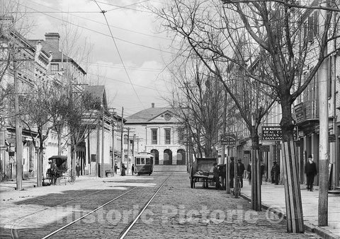 Charleston Historic Black & White Photo, Looking Down East Broad Street, c1906 -