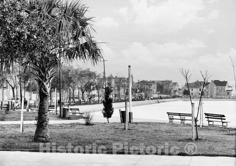 Charleston Historic Black & White Photo, Colonial Lake & Rutledge Avenue, c1906 -