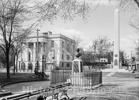 Charleston Historic Black & White Photo, An Afternoon at Washington Square, c1906 -