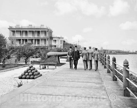 Historic Black & White Photo - Charleston, South Carolina - Strolling on the East Battery, c1907 -
