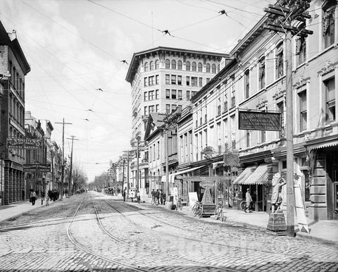Historic Black & White Photo - Charleston, South Carolina - Looking West up Broad Street, c1910 -