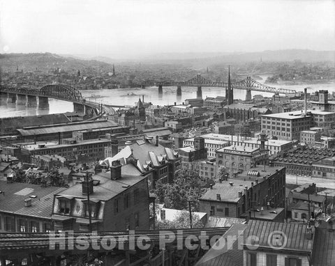 Cincinnati Historic Black & White Photo, View from Mt. Adams, c1909 -