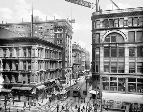 Cincinnati Historic Black & White Photo, Vine Street, c1907 -