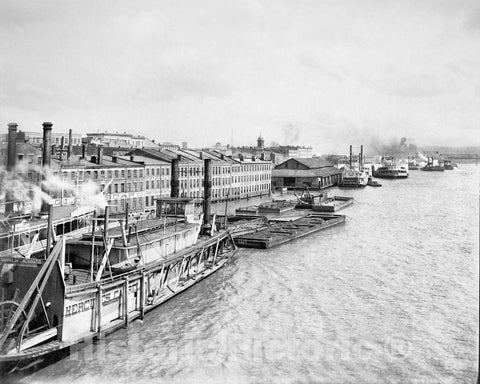 Historic Black & White Photo - Cincinnati, Ohio - The Cincinnati Wharf, c1890 -
