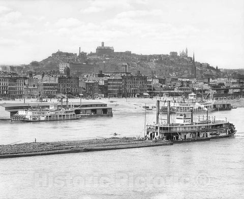 Historic Black & White Photo - Cincinnati, Ohio - Mount Adams Rising from the River, c1900 -