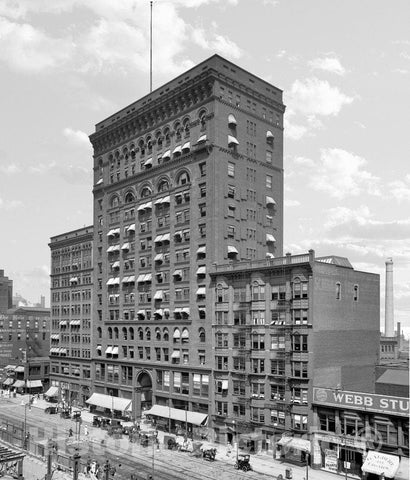 Cleveland Historic Black & White Photo, New England Building, c1905 -