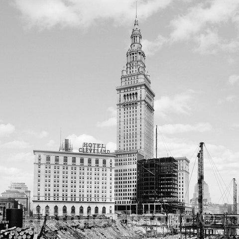 Cleveland Historic Black & White Photo, Terminal Tower Construction, c1930 -