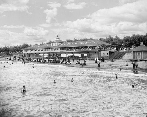 Cleveland Historic Black & White Photo, Euclid Beach Bath House, c1905 -