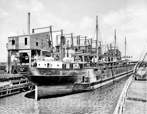 Cleveland Historic Black & White Photo, The Cleveland & Pittsburgh Ore Docks, c1901 -