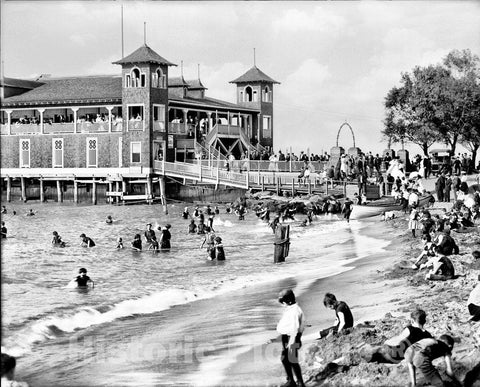 Cleveland Historic Black & White Photo, Lakeside in Gordon Park, c1904 -