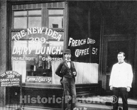 Historic Black & White Photo - Cleveland, Ohio - Outside Clark's Restaurant, c1900 -