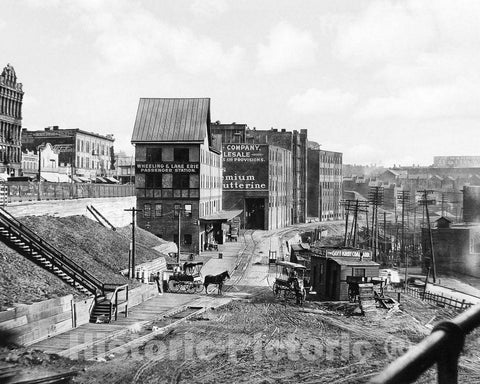 Historic Black & White Photo - Cleveland, Ohio - The Wheeling & Lake Erie Depot, c1912 -