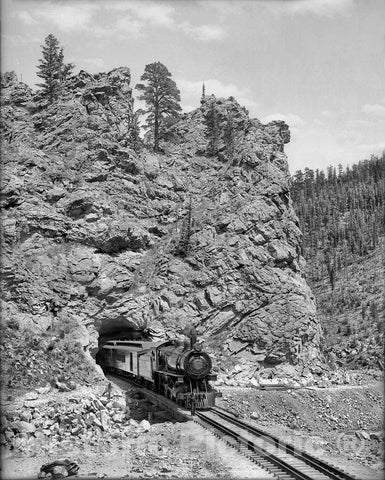Denver Historic Black & White Photo, A Train Engine on the Moffat Road, c1908 -