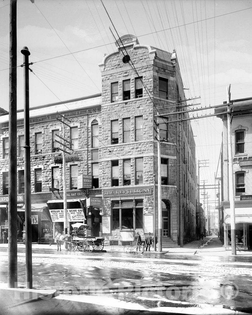 Historic Black & White Photo - Denver, Colorado - The Denver Republican Building, c1915 -