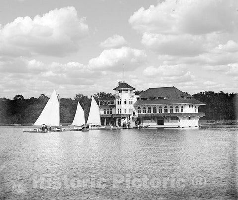 Detroit Historic Black & White Photo, Detroit Yacht Club, c1905 -