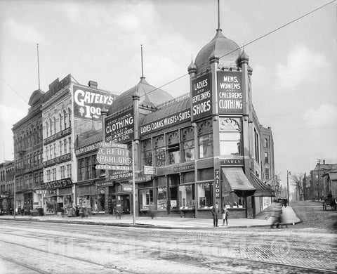Detroit Historic Black & White Photo, Gately's Department Store on Michigan Avenue, c1906 -