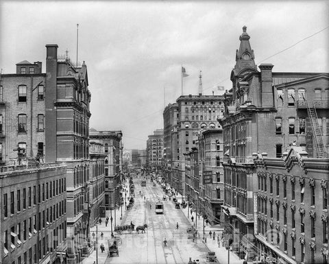 Detroit Historic Black & White Photo, Griswold Street from Above, c1906 -