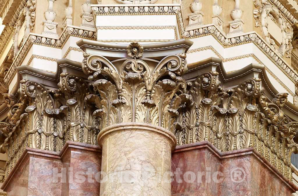 Photo - Main Reading Room. Detail of capitals of engaged columns. - Fi ...