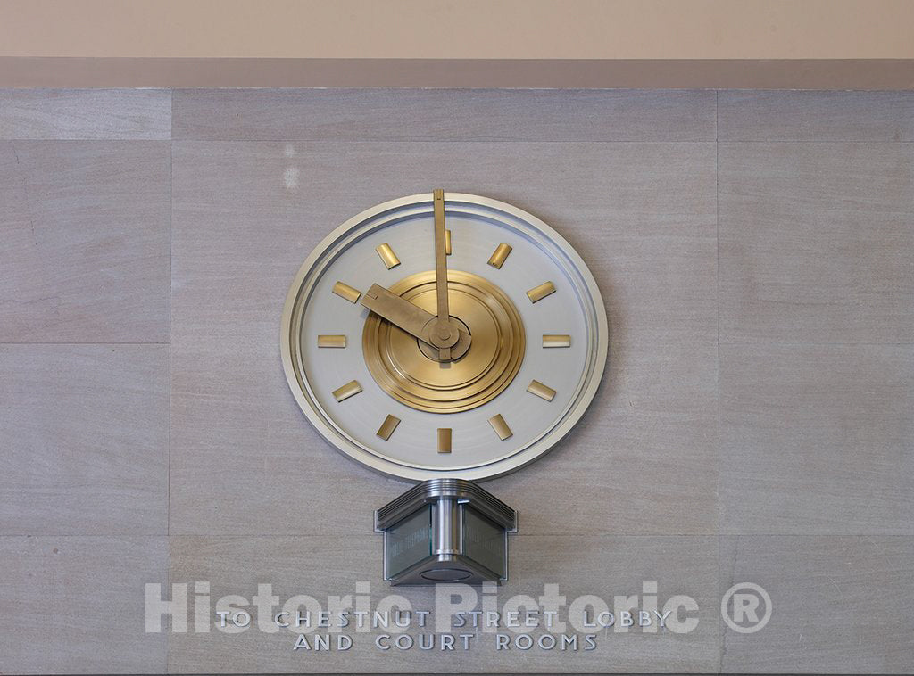 Photo - Interior Postal Lobby Clock, Robert N.C. Nix Federal Building, Philadelphia, Pennsylvania- Fine Art Photo Reporduction