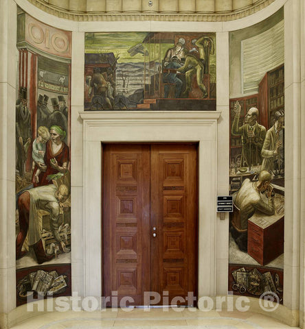 Photo- Fresco Paintings Above Entrance to Room 5114, Department of Justice, Washington, D.C. 2 Fine Art Photo Reproduction