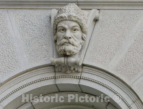 Photo - Exterior View. Ethnological Head Called Russian Slav on a Keystone of a First Story Pavilion Window. - Fine Art Photo Reporduction