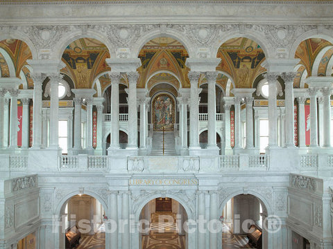 Photo - Great Hall, View of Second Floor with Minerva in Distance. - Fine Art Photo Reporduction