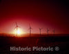 CaliforniaPhoto - Wind turbines at sunset, California