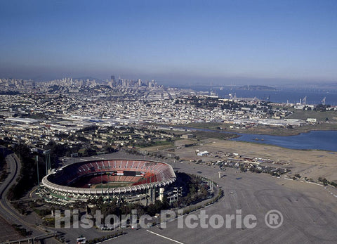 San Francisco, CA Photo - Candlestick Park in The forefront of This Aerial Taken of San Francisco, CA