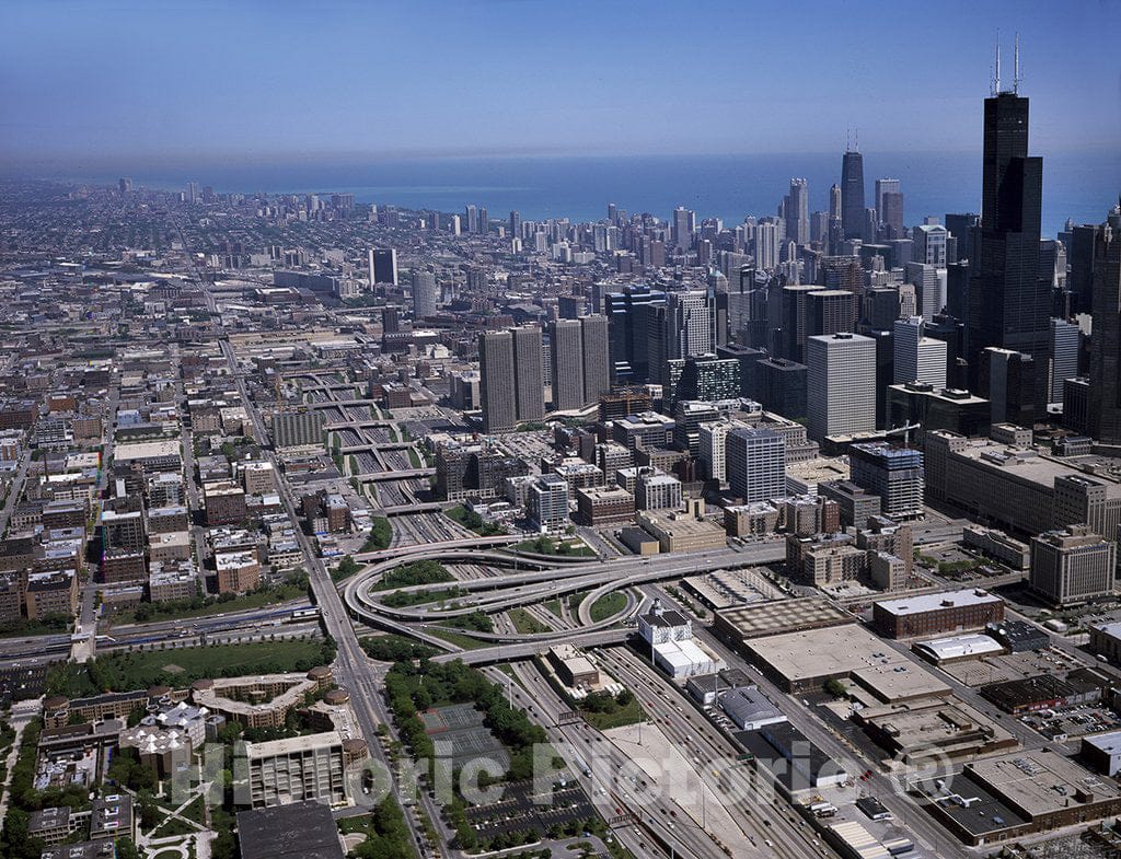 Chicago, IL Photo - Aerial View of Chicago, Illinois, Featuring Willis Tower, Known as Sears Tower When This Photo was Taken in The 1990s