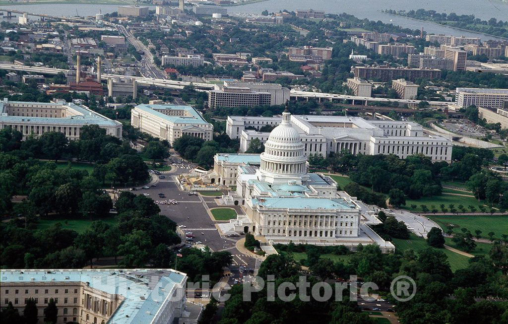 Photo - Aerial view showing U.S.Capitol, looking south, Washington, D.C.- Fine Art Photo Reporduction