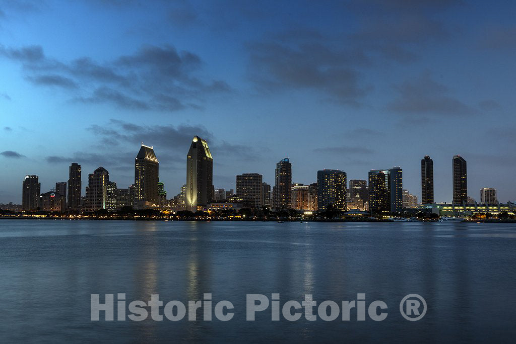 San Diego, CA Photo - Dusk View of Skyline, San Diego, California
