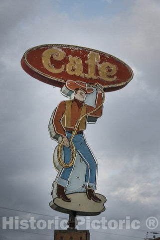 Kendall County, TX Photo - Cafe Advertising Sign on The Road from Johnson City to Kerrville, Texas