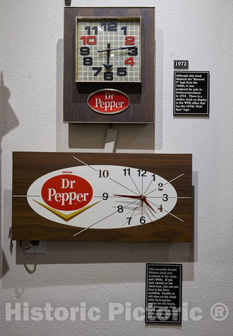 Photo - Vintage Advertising Clocks at The Dublin Bottling Works and W.P. Kloster Museum in Dublin, Texas- Fine Art Photo Reporduction