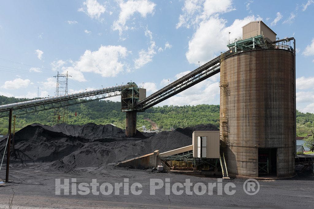 Photo - Coal Yard Below Moundsville, on The Ohio River in Marshall County, West Virginia- Fine Art Photo Reporduction