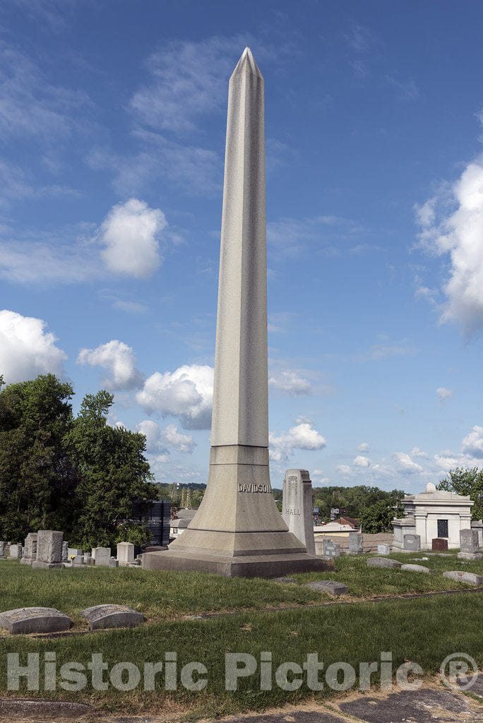 Parkersburg, WV Photo - A Large, Obelisk-Shaped Grave Marker at The Parkersburg Memorial Gardens, a Cemetery in Parkersburg, West Virginia