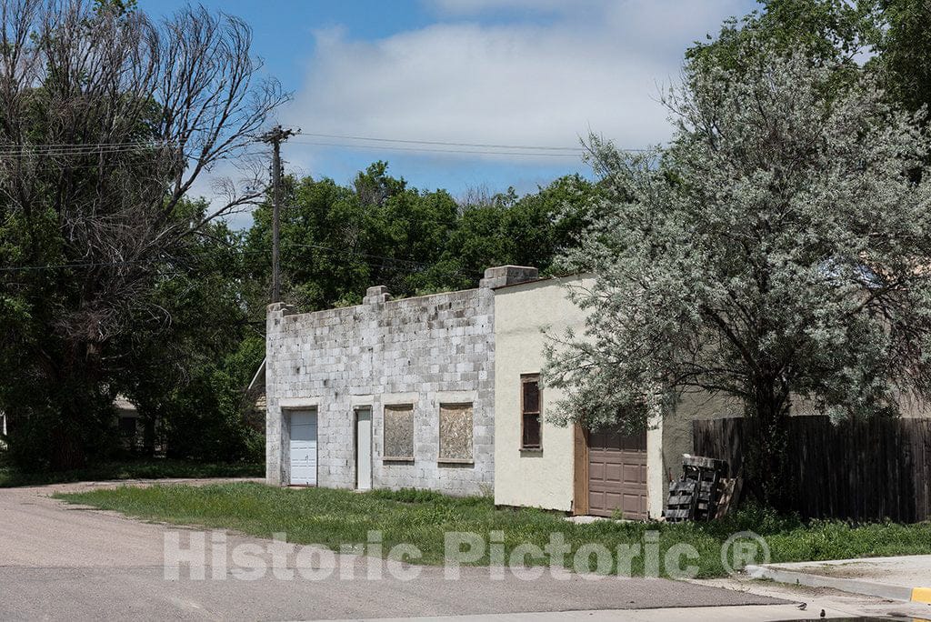 Photo - Old Stone Garage in The Town of Holly, Near The Kansas line in Prowers County, Colorado- Fine Art Photo Reporduction