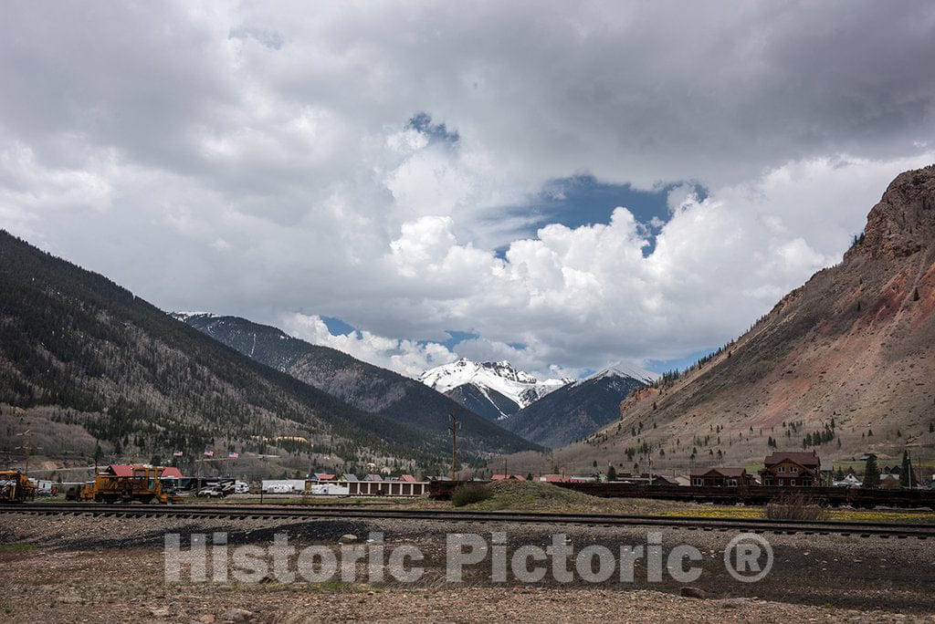 Photo- Tracks of The Durango-Silverton Narrow-Gauge Railroad in Silverton, The seat of San Juan County, Colorado, a Legendary Silver-Rush Town of The 19th Century and, at 9