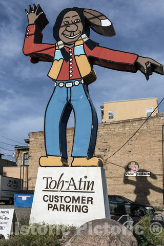 Photo - A not-Altogether-Flattering Caricature of an American Indian That Serves as an Advertising Sign for The Toh-Atin Art Gallery in Durango, Colorado