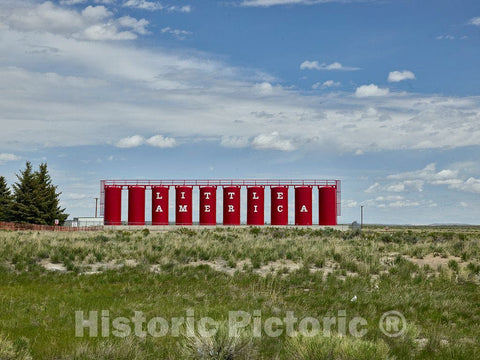 Photo - Oil Tanks Put to use as Roadside Advertising for The Little America Hotel and Resort Near Green River in Sweetwater County, Wyoming- Fine Art Photo Reporduction