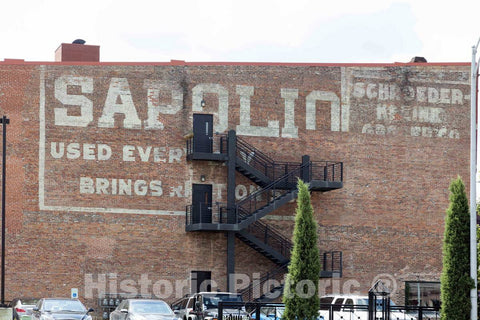 Photo - Old Advertising Sign, Now Partly obscured by a fire Escape, on a Downtown Building in The Mississippi River City of Dubuque, Iowa- Fine Art Photo Reporduction