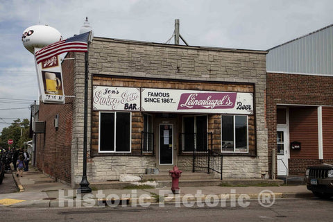 Photo - An old tavern in Osseo, Wisconsin, advertising a beer whose history is almost as old as the town's- Fine Art Photo Reporduction