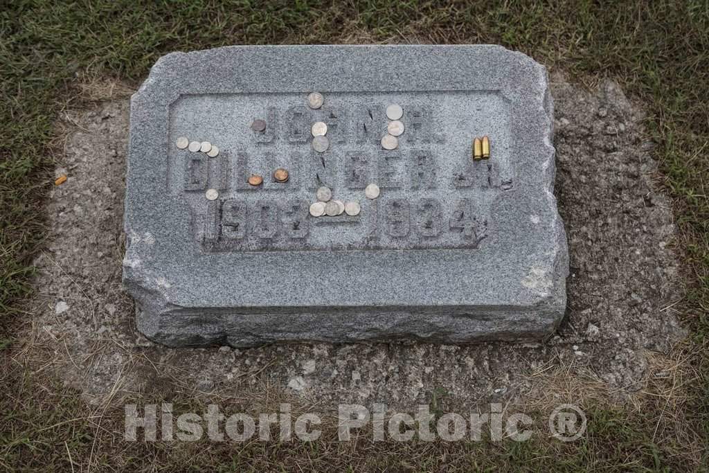 Photo - Gravestone of The Infamous Depression-era Gangster John Dillinger- Fine Art Photo Reporduction