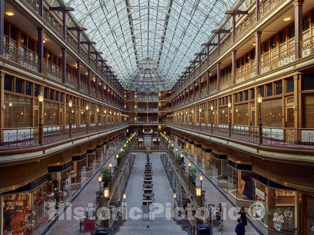 Photo - The Arcade in Downtown Cleveland, Ohio, is a Victorian-era Structure of Two Nine-Story Buildings- Fine Art Photo Reporduction