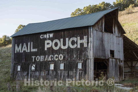 Photo - Old Mail Pouch Tobacco Advertising Sign on a barn in Rural Holmes County, Ohio- Fine Art Photo Reporduction