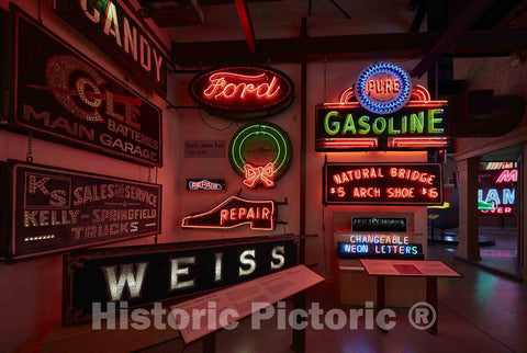 Photo- Brightly glowing neon signs are some of the hundreds of advertising signs, placards 4 Fine Art Photo Reproduction