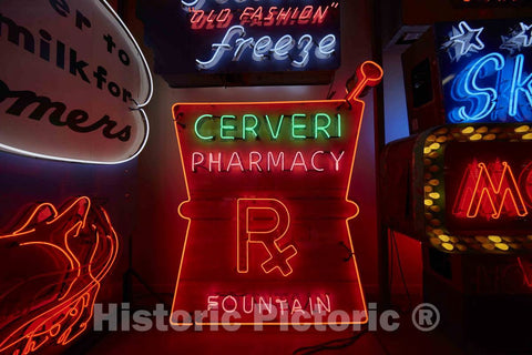 Photo- Brightly Glowing neon Signs are Some of The Hundreds of Advertising Signs, placards 5 Fine Art Photo Reproduction