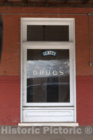 Photo - an Old Drug-Store Window, Advertising The laxitive Ex-Lax, in The Old Cotton-Mill Town of Bartow in Eastern Georgia- Fine Art Photo Reporduction