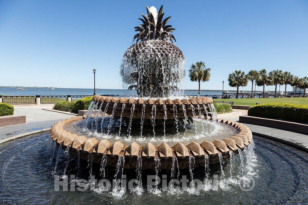 Photo- Charleston, South Carolina's,Pineapple Fountain, Completed in 1990, a Year After Hurricane Hugo devastated The City, is a Focal Point of The city's Waterfront Park